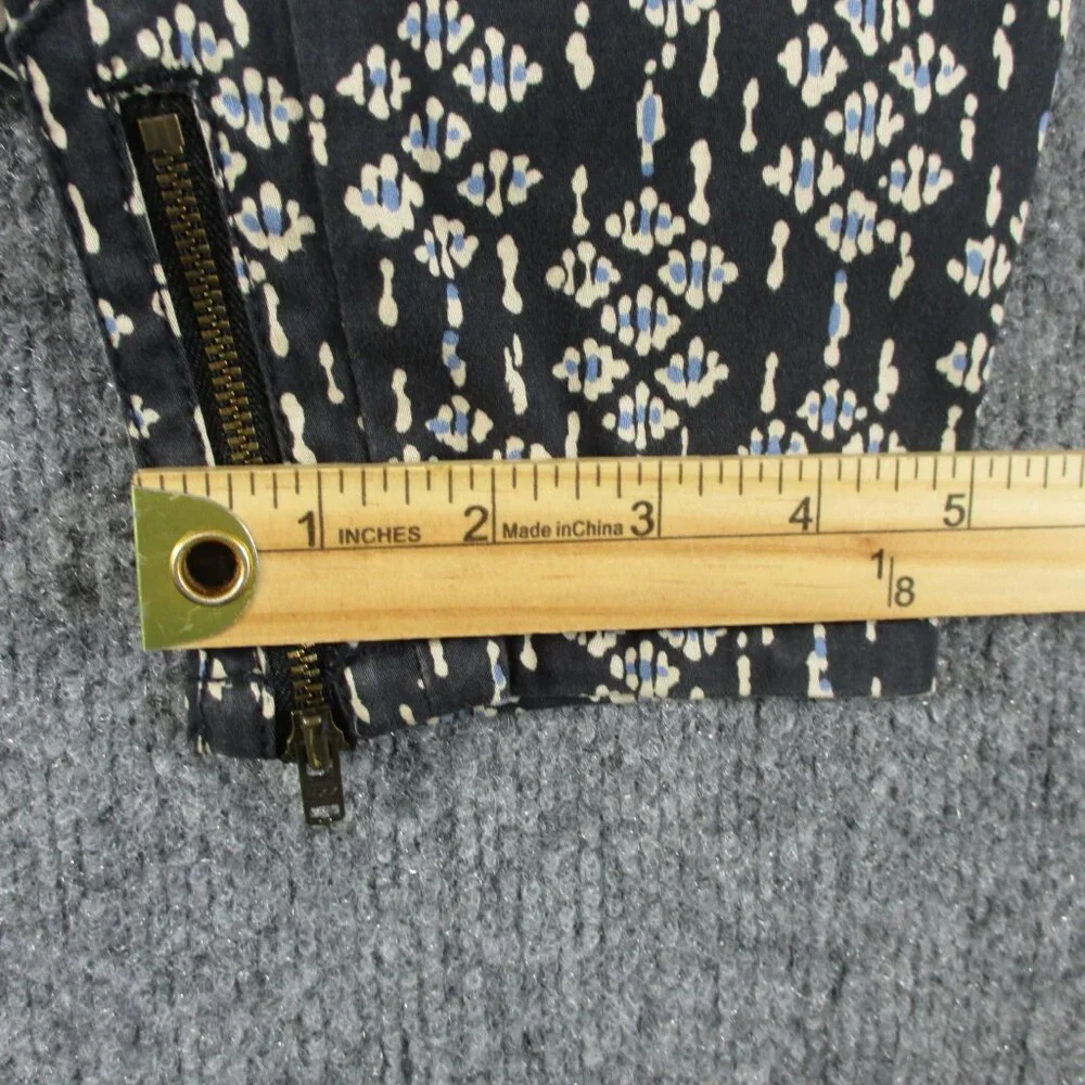 Pilcro Pants Women 28 Black Geometric Ankle Zip Serif Stretch Anthro Fit 30x28 - Picture 14 of 16